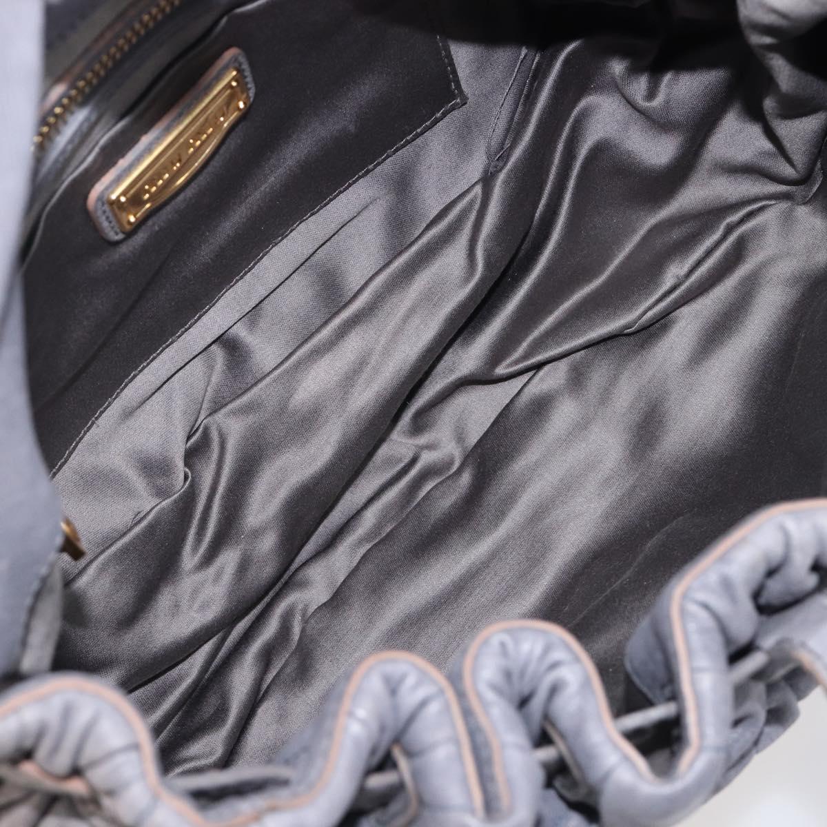 Miu Miu Hand Bag Leather 2way Gray Gold Tone Auth 167602V