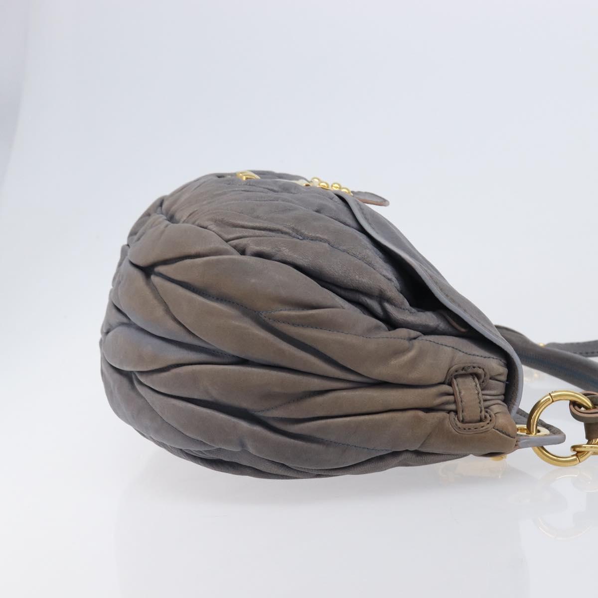 Miu Miu Hand Bag Leather 2way Gray Gold Tone Auth 167602V