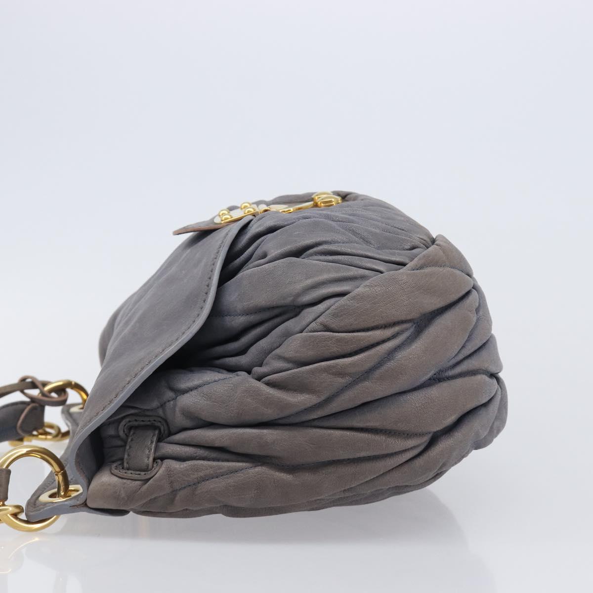 Miu Miu Hand Bag Leather 2way Gray Gold Tone Auth 167602V