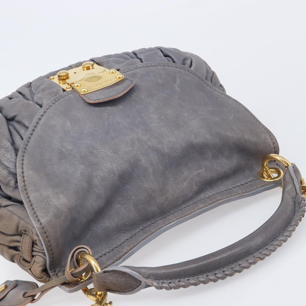 Miu Miu Hand Bag Leather 2way Gray Gold Tone Auth 167602V