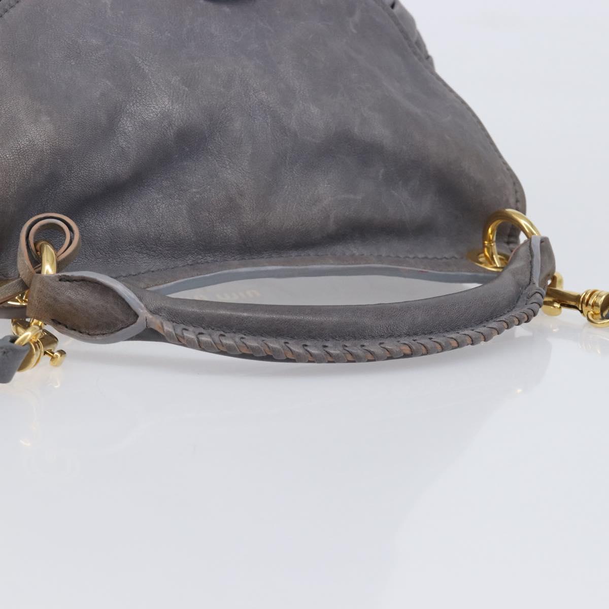 Miu Miu Hand Bag Leather 2way Gray Gold Tone Auth 167602V