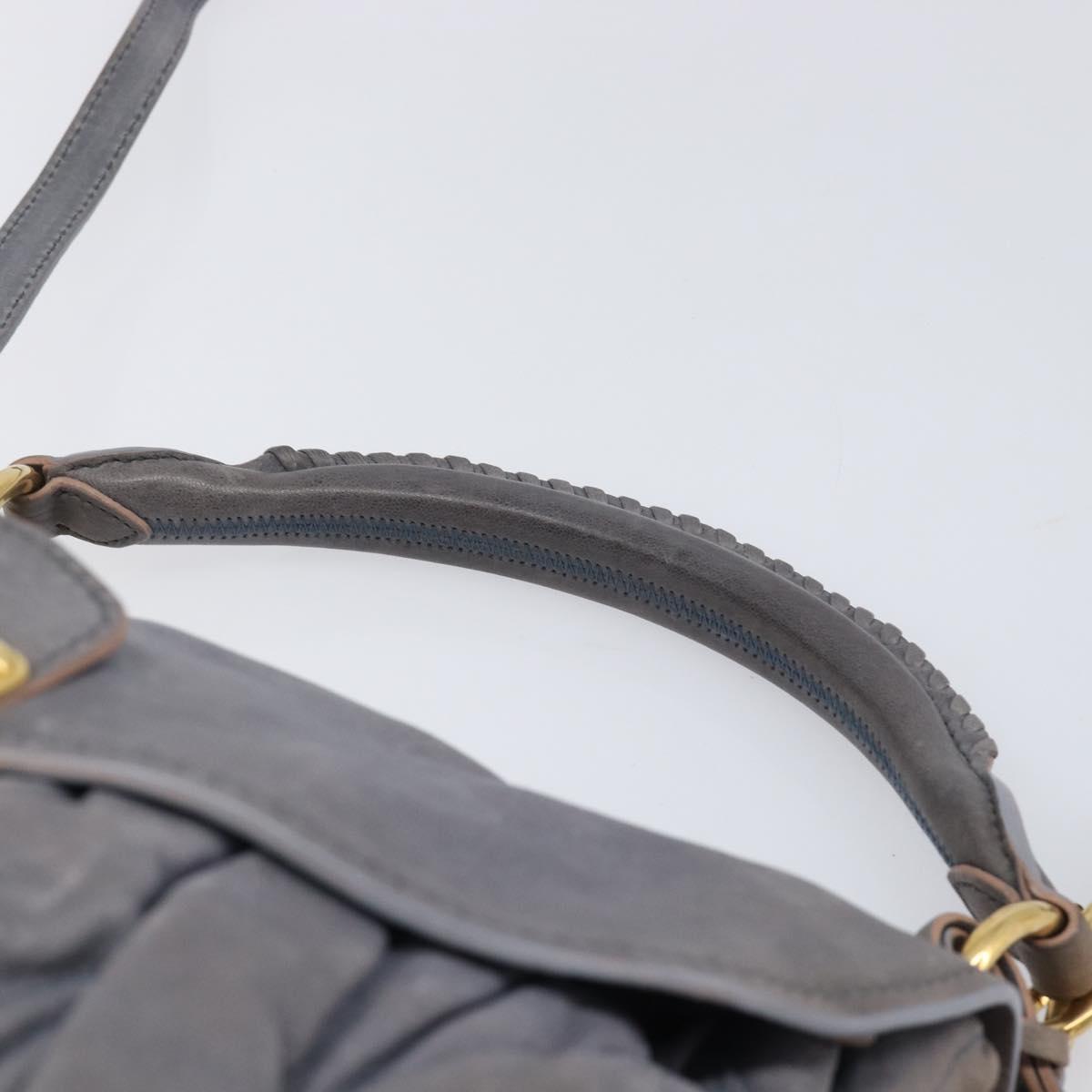 Miu Miu Hand Bag Leather 2way Gray Gold Tone Auth 167602V