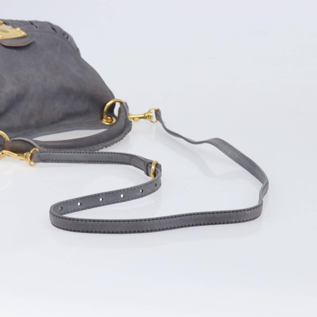 Miu Miu Hand Bag Leather 2way Gray Gold Tone Auth 167602V