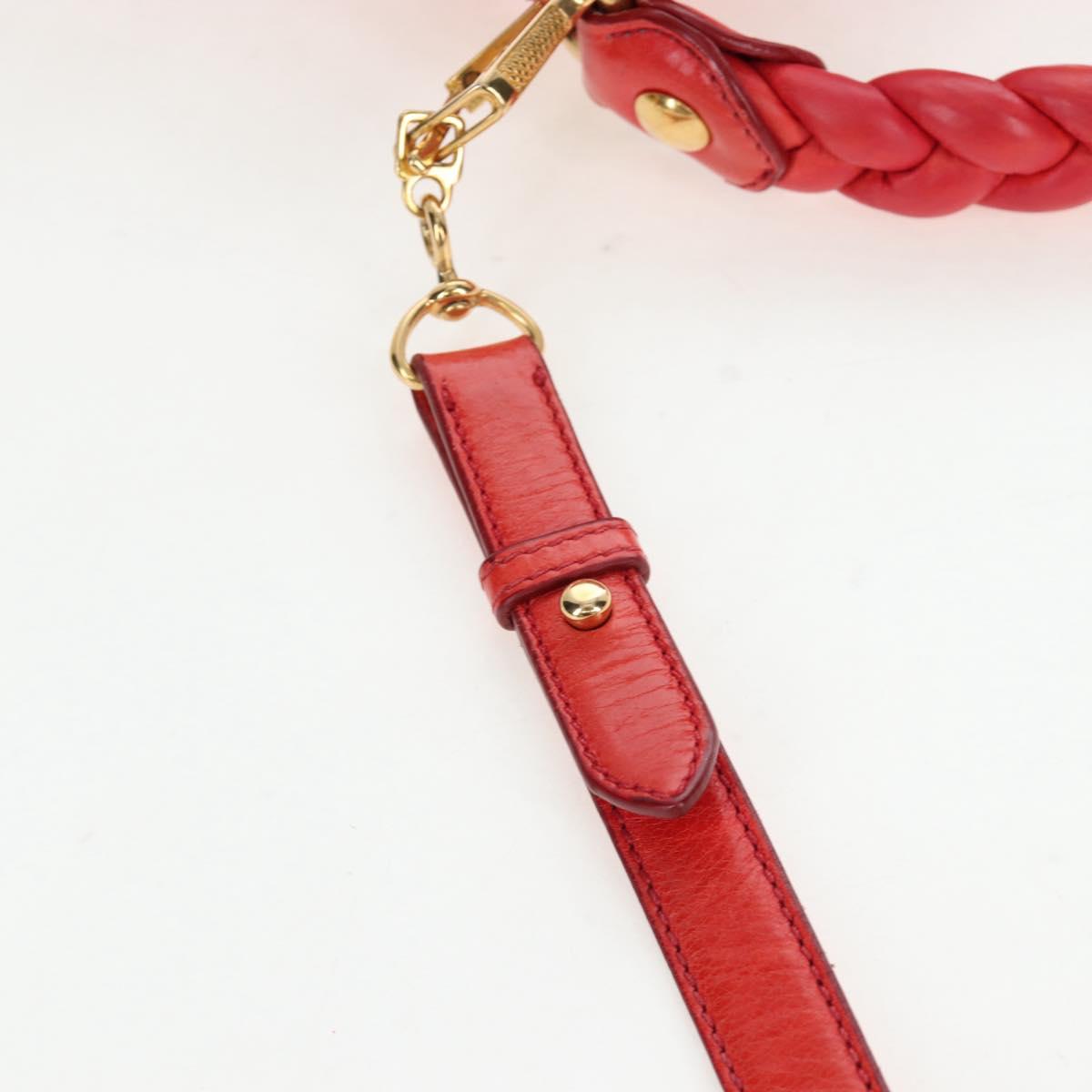 Miu Miu Hand Bag Leather 2way Red Gold Tone Auth 167603V