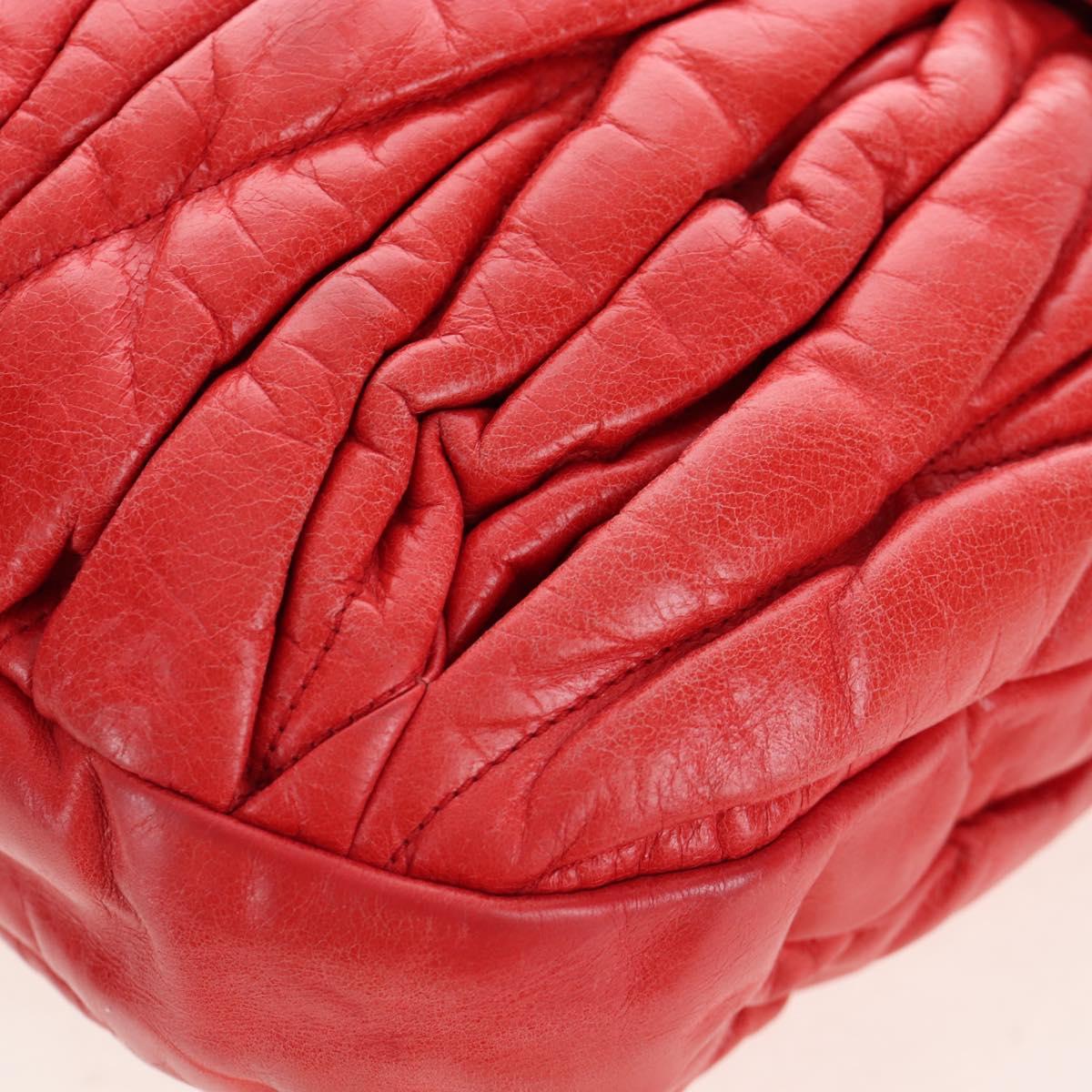 Miu Miu Hand Bag Leather 2way Red Gold Tone Auth 167603V