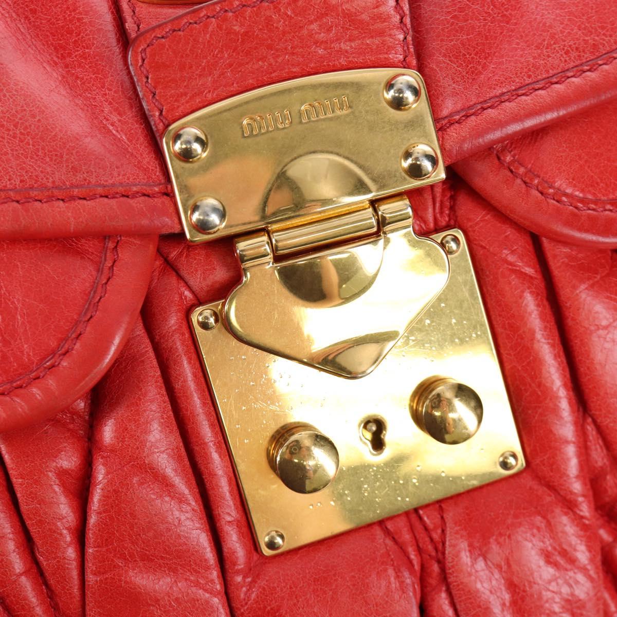 Miu Miu Hand Bag Leather 2way Red Gold Tone Auth 167603V