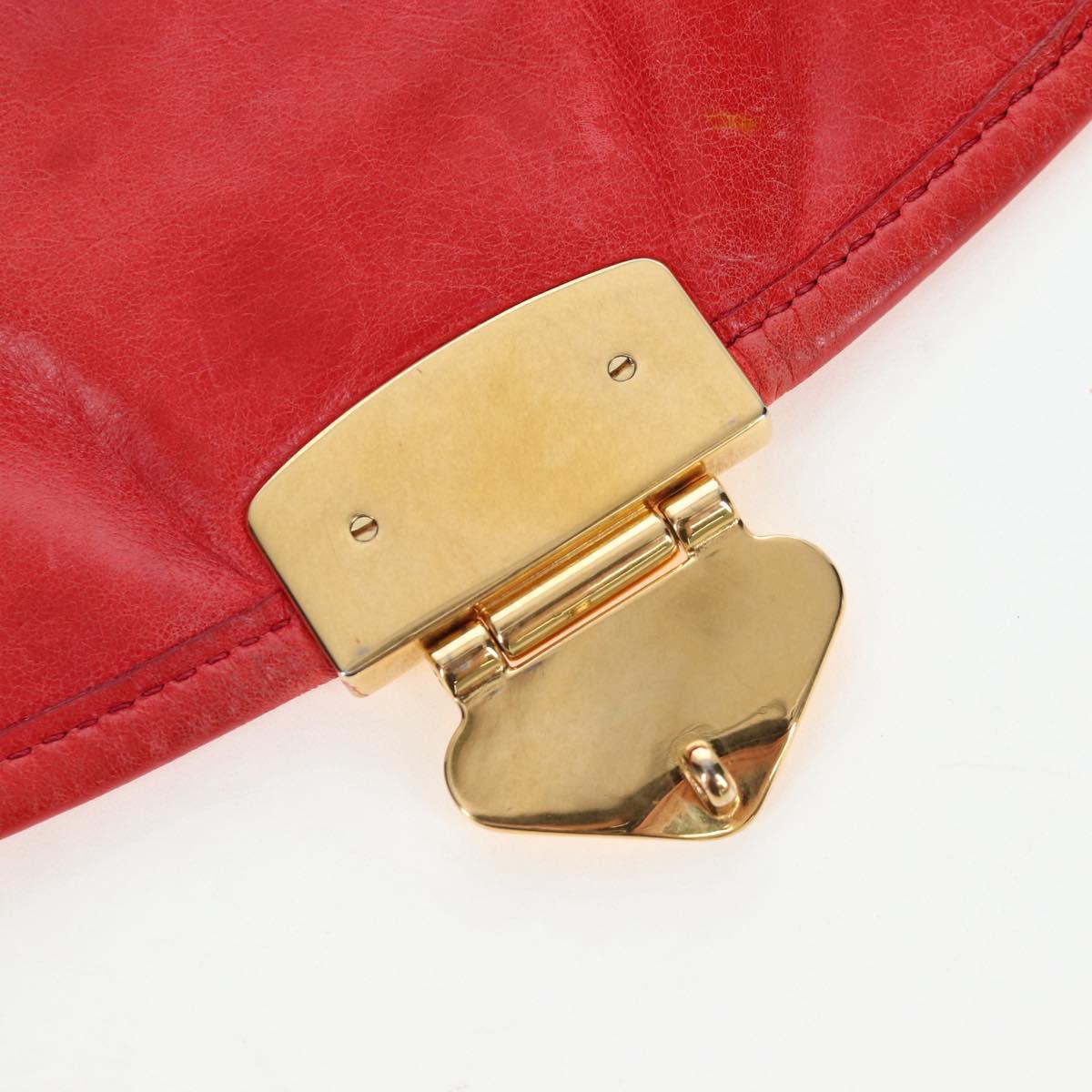 Miu Miu Hand Bag Leather 2way Red Gold Tone Auth 167603V