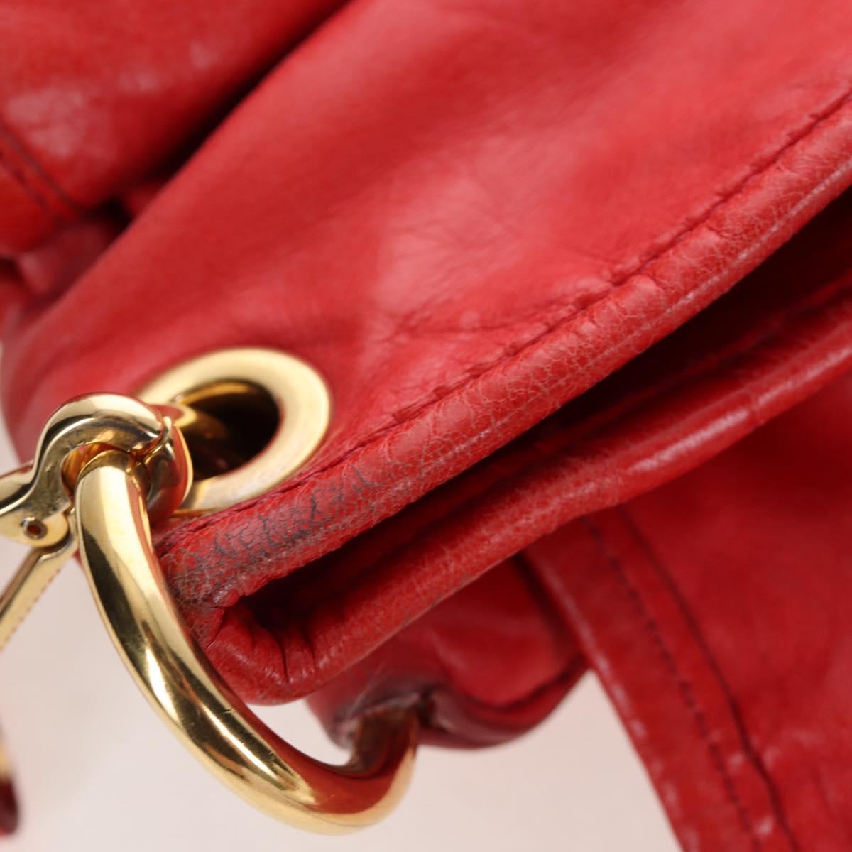Miu Miu Hand Bag Leather 2way Red Gold Tone Auth 167603V