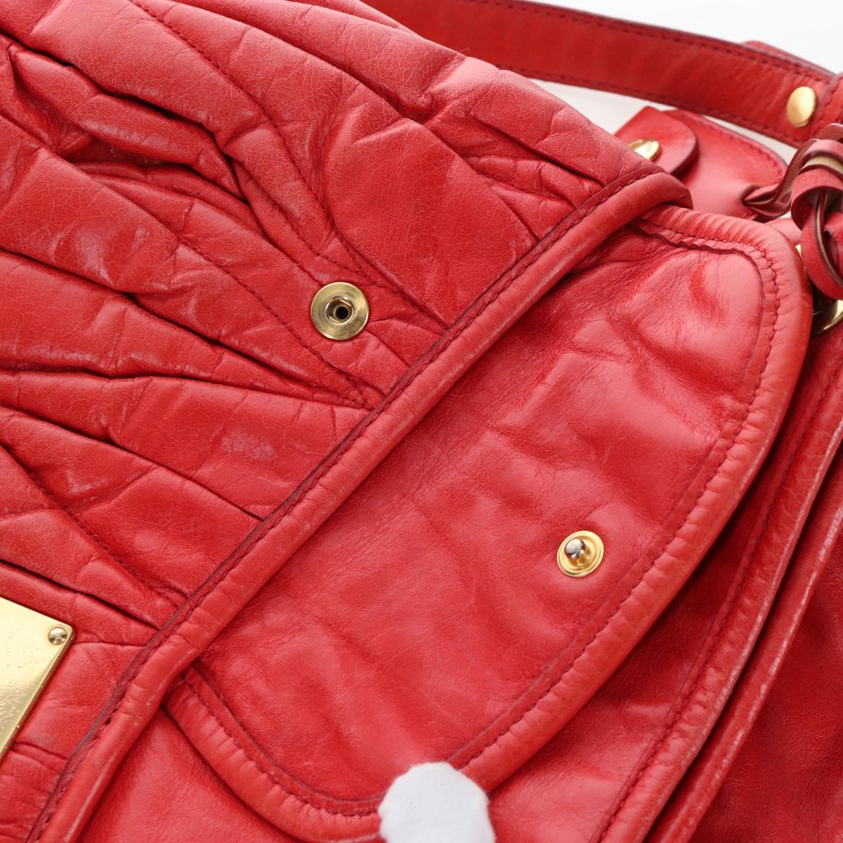 Miu Miu Hand Bag Leather 2way Red Gold Tone Auth 167603V