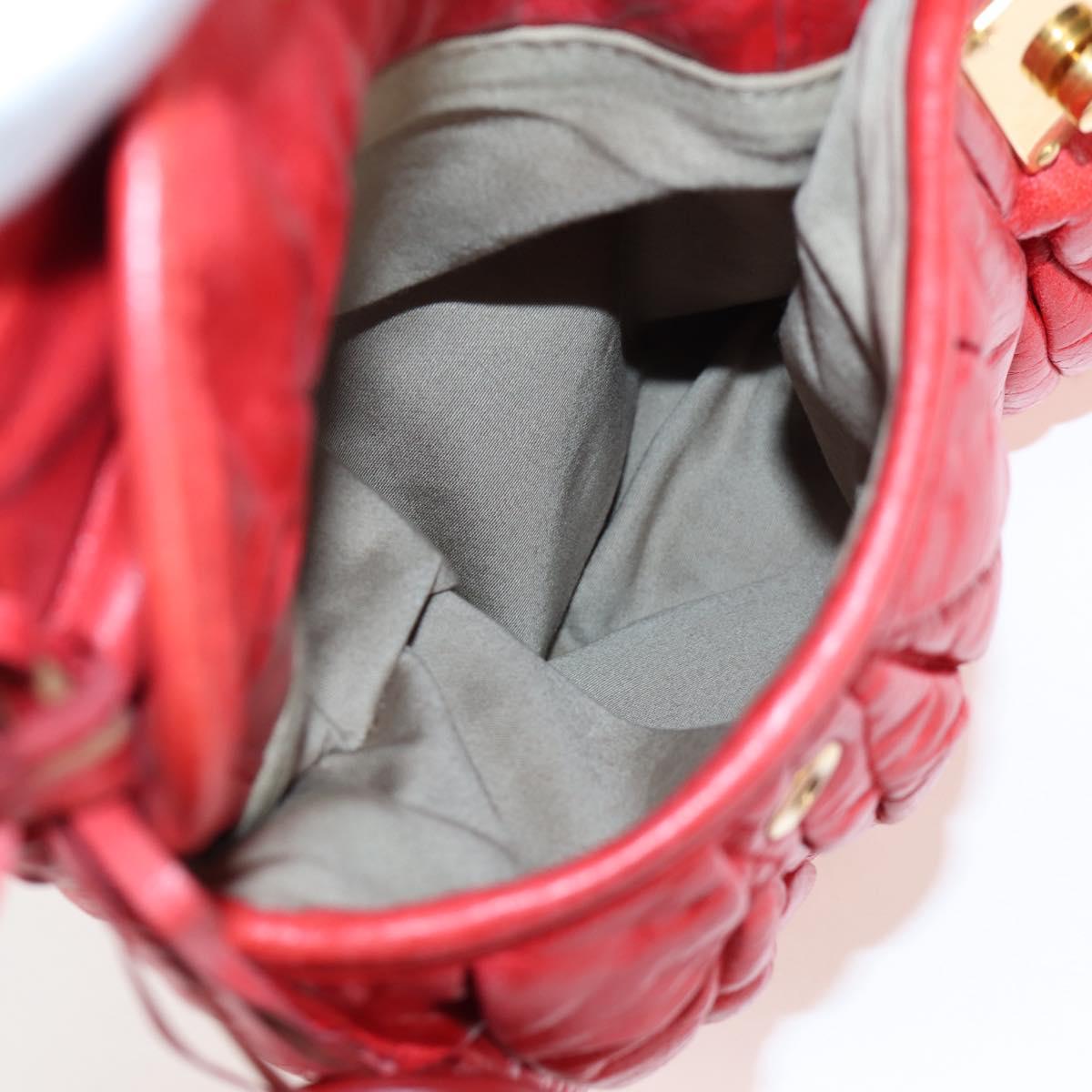 Miu Miu Hand Bag Leather 2way Red Gold Tone Auth 167603V