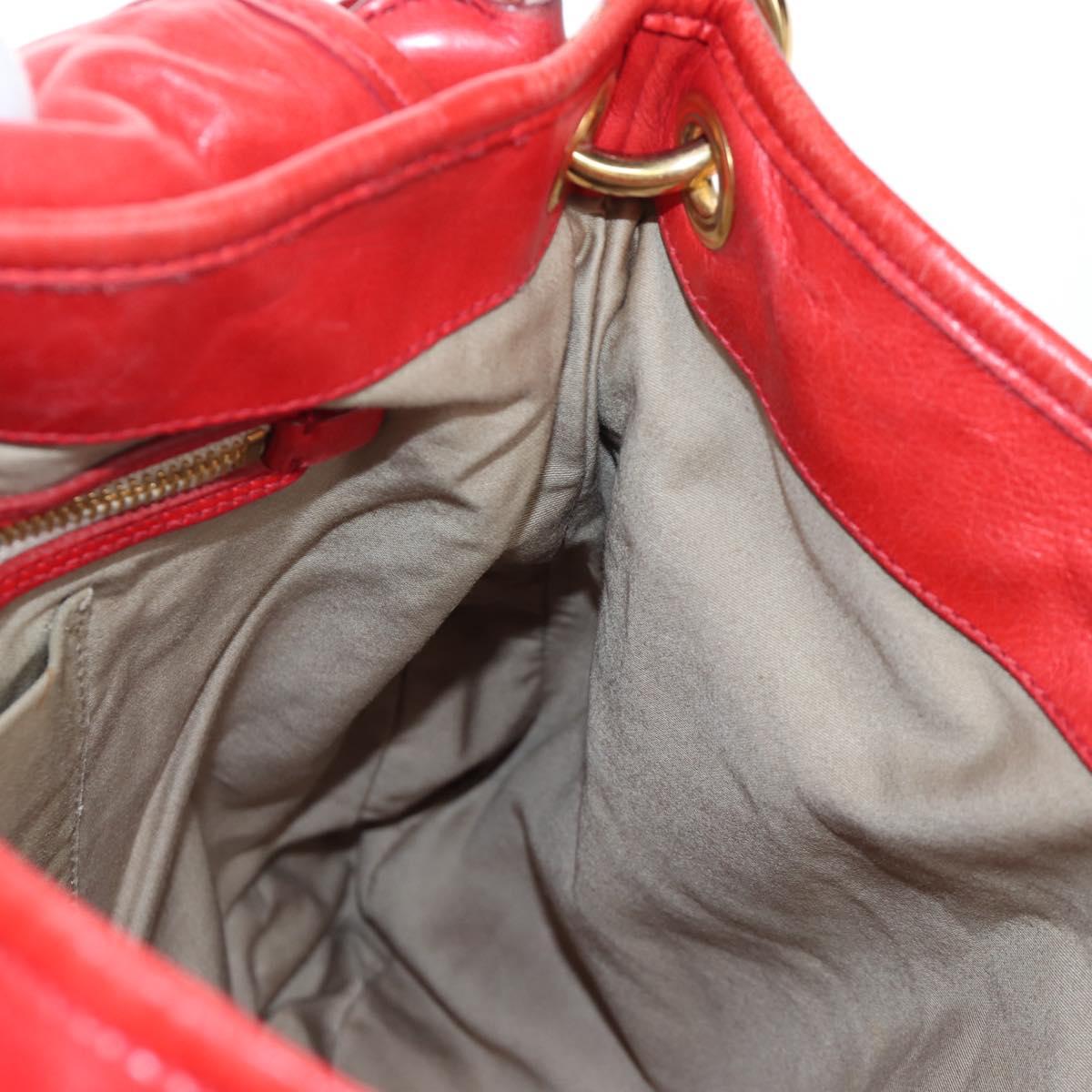 Miu Miu Hand Bag Leather 2way Red Gold Tone Auth 167603V