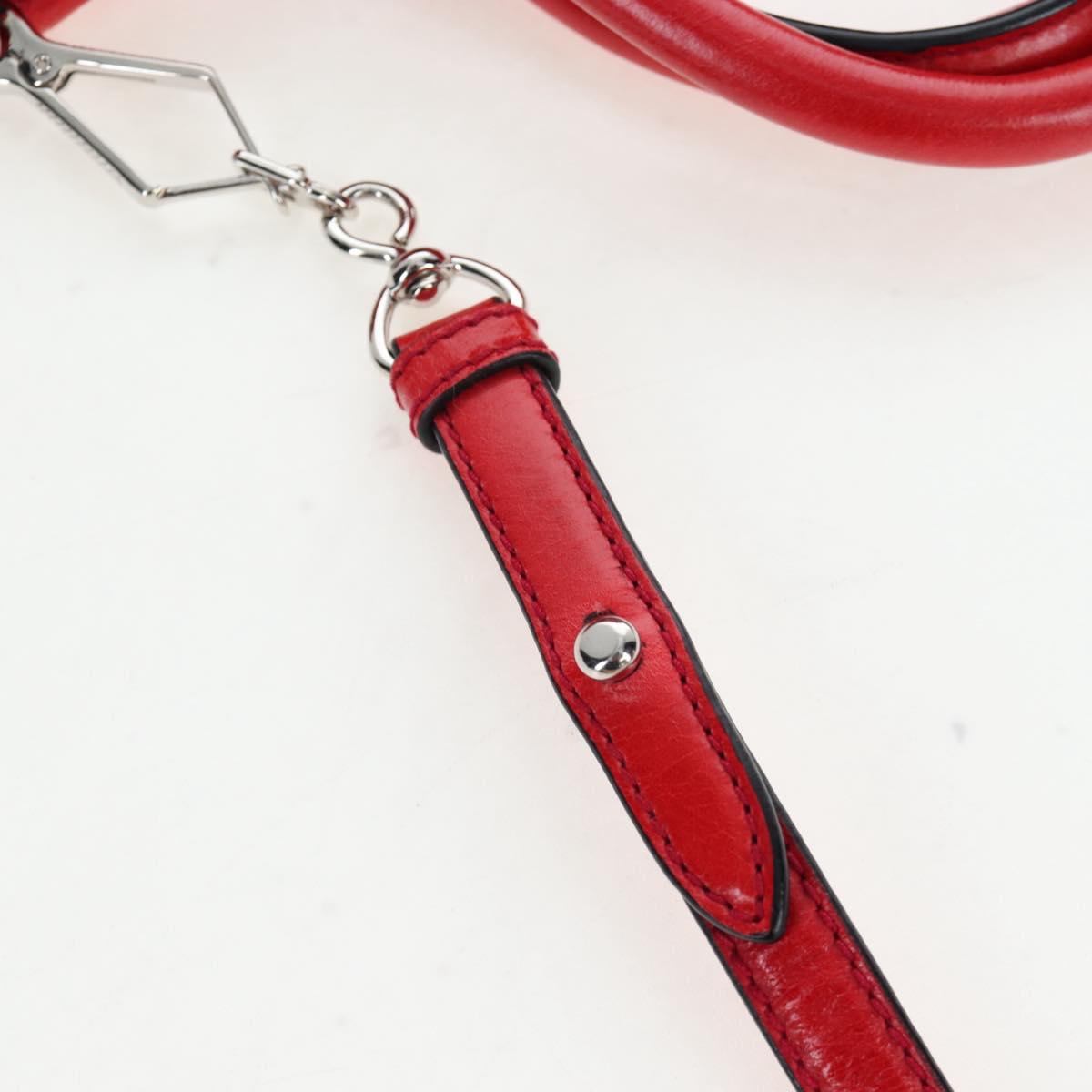 Miu Miu Hand Bag Leather 2way Red Silver Auth 167604SM