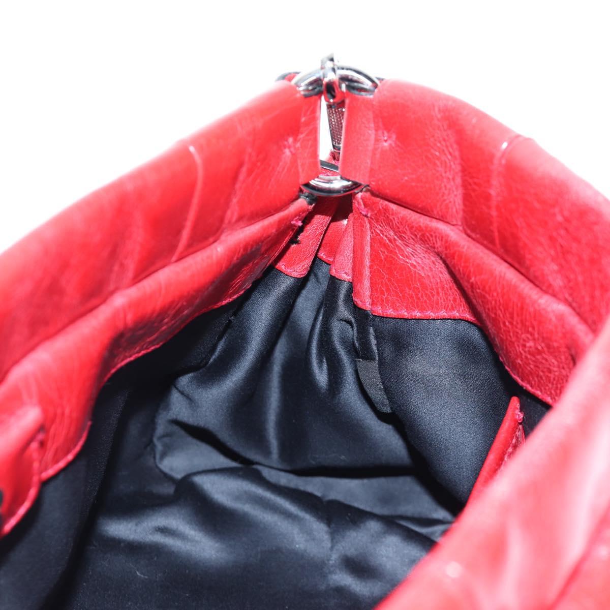 Miu Miu Hand Bag Leather 2way Red Silver Auth 167604SM