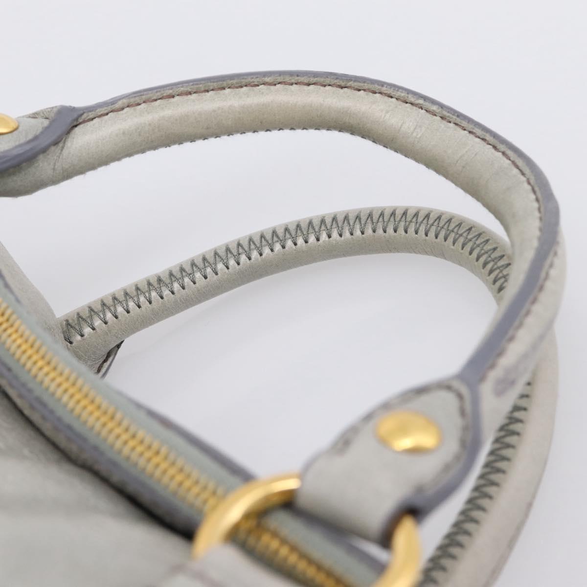 Miu Miu Hand Bag Leather 2way Gray Gold Tone Auth 167606M