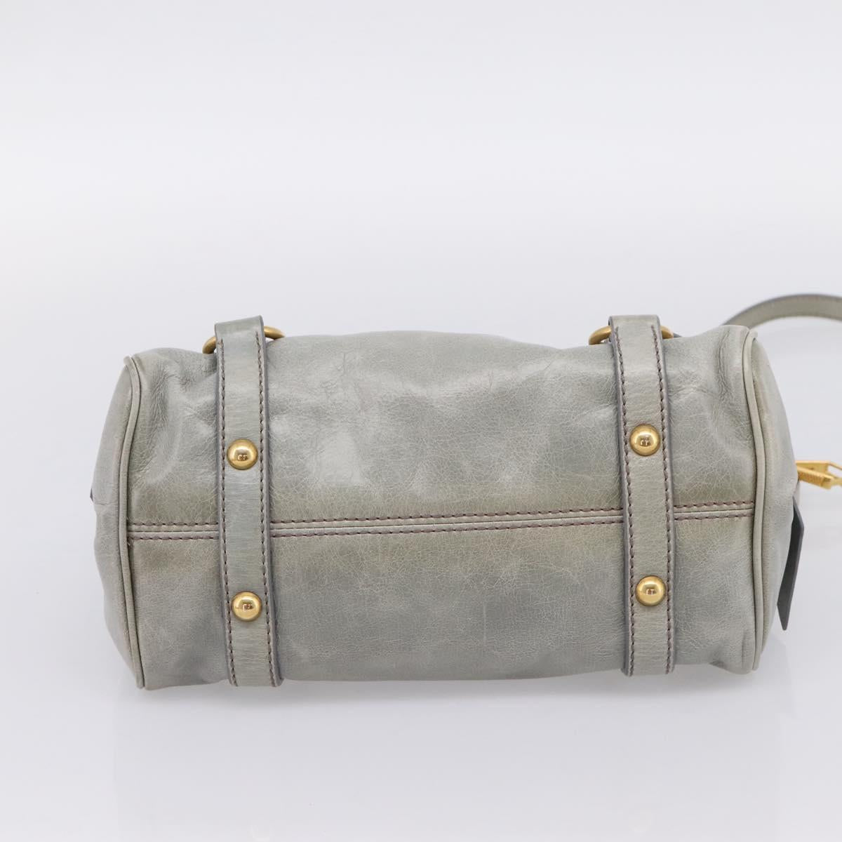 Miu Miu Hand Bag Leather 2way Gray Gold Tone Auth 167606M