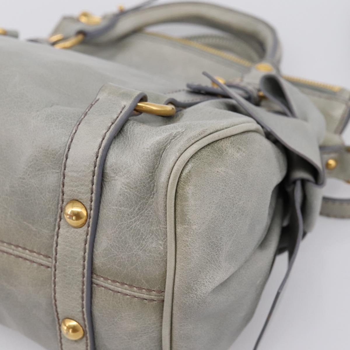 Miu Miu Hand Bag Leather 2way Gray Gold Tone Auth 167606M