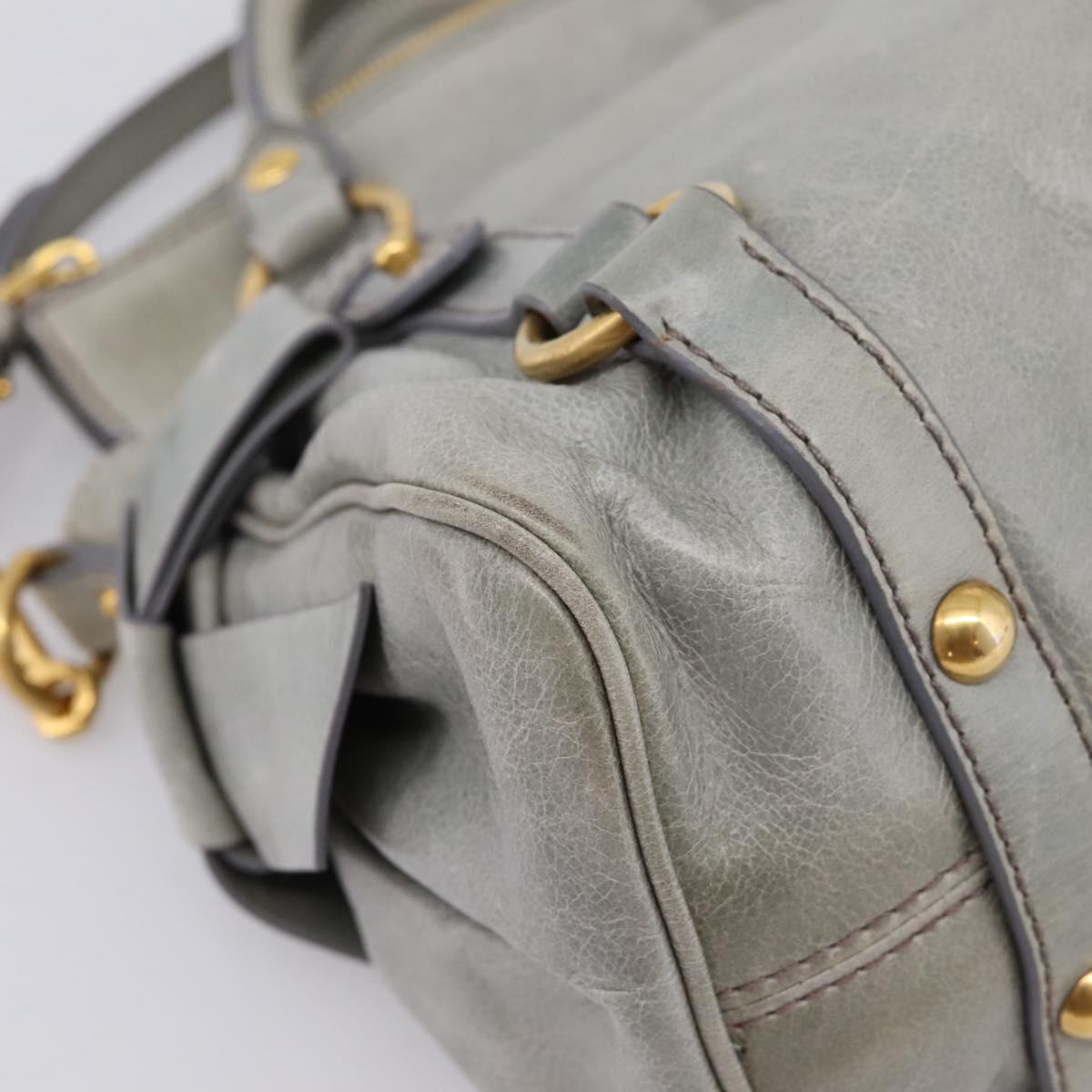 Miu Miu Hand Bag Leather 2way Gray Gold Tone Auth 167606M