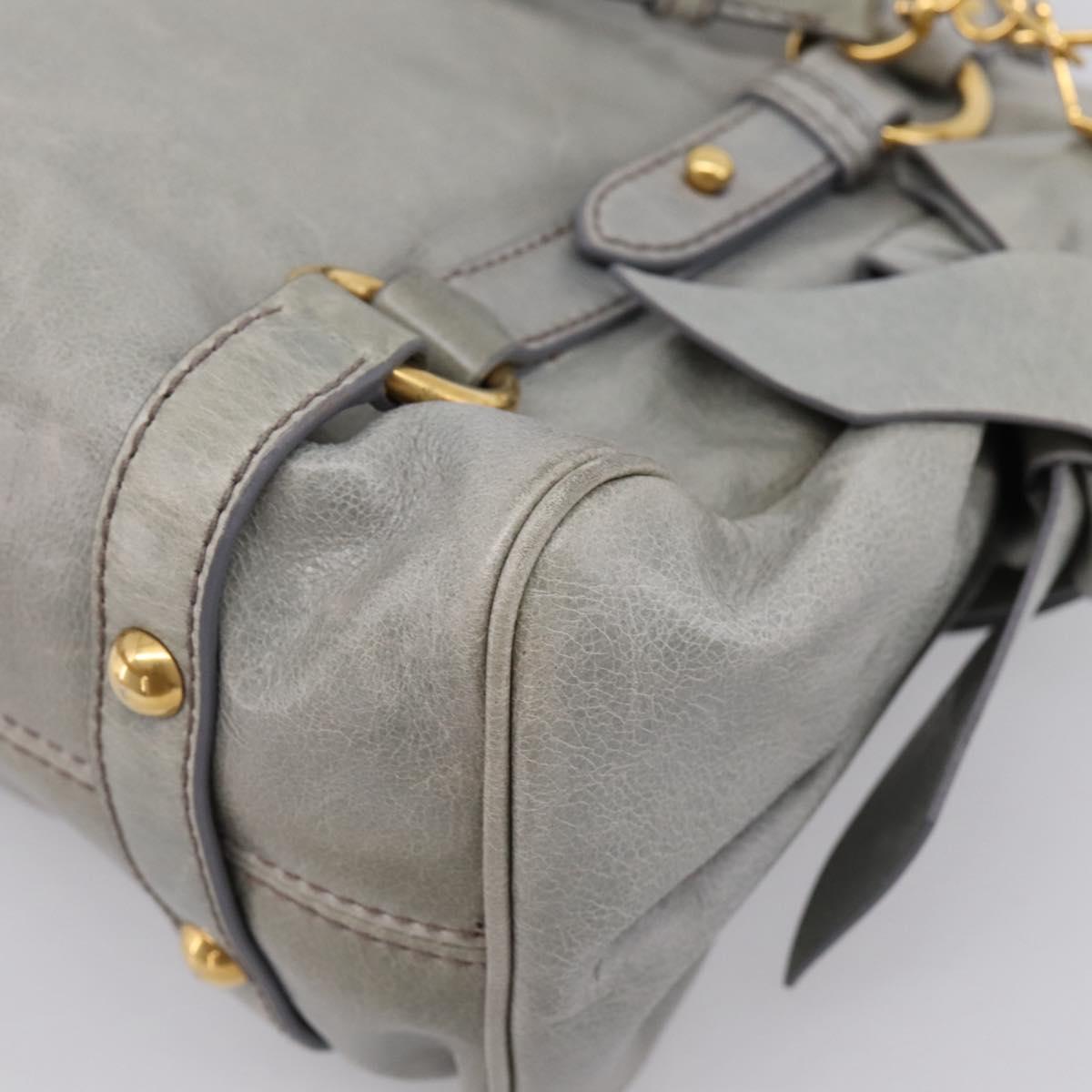 Miu Miu Hand Bag Leather 2way Gray Gold Tone Auth 167606M