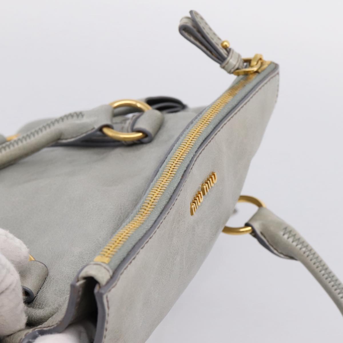 Miu Miu Hand Bag Leather 2way Gray Gold Tone Auth 167606M