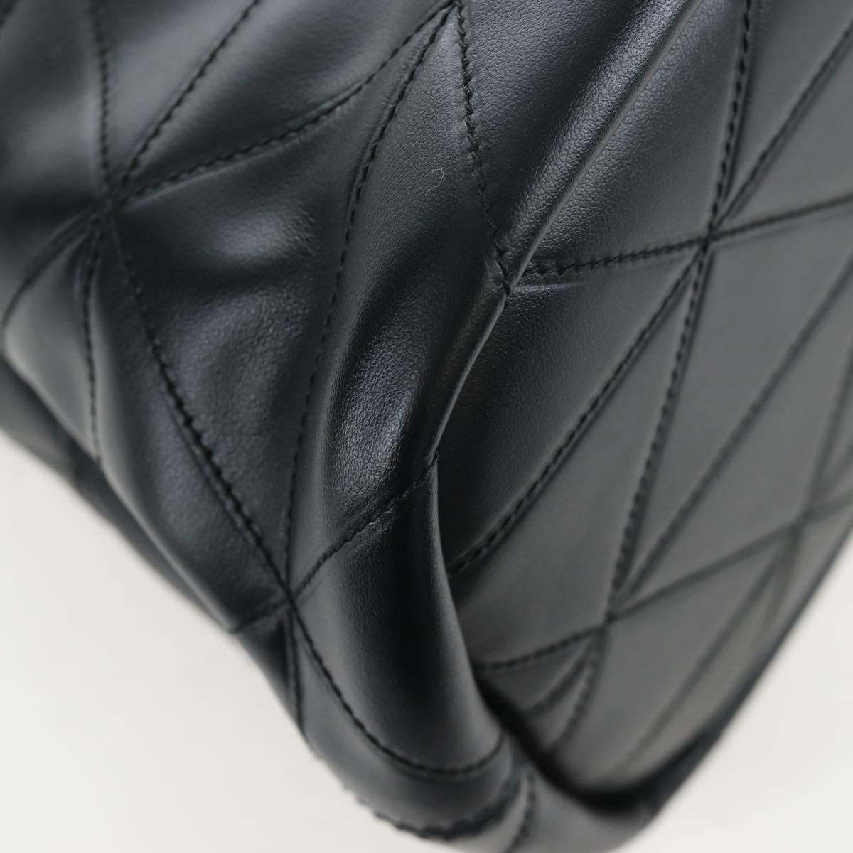 PRADA Hand Bag Leather 2way Black Gold Tone Auth 167607SM