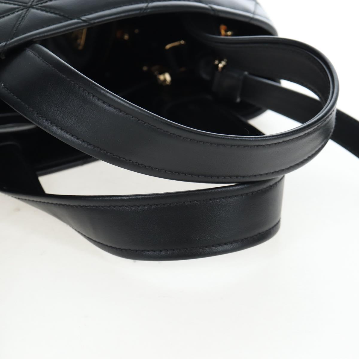 PRADA Hand Bag Leather 2way Black Gold Tone Auth 167607SM