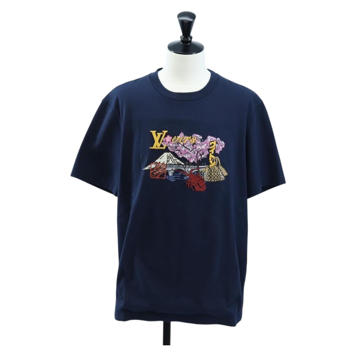 LOUIS VUITTON x NIGO Pharrell Williams T-shirt Navy HTY78WY75 Auth 167608SM