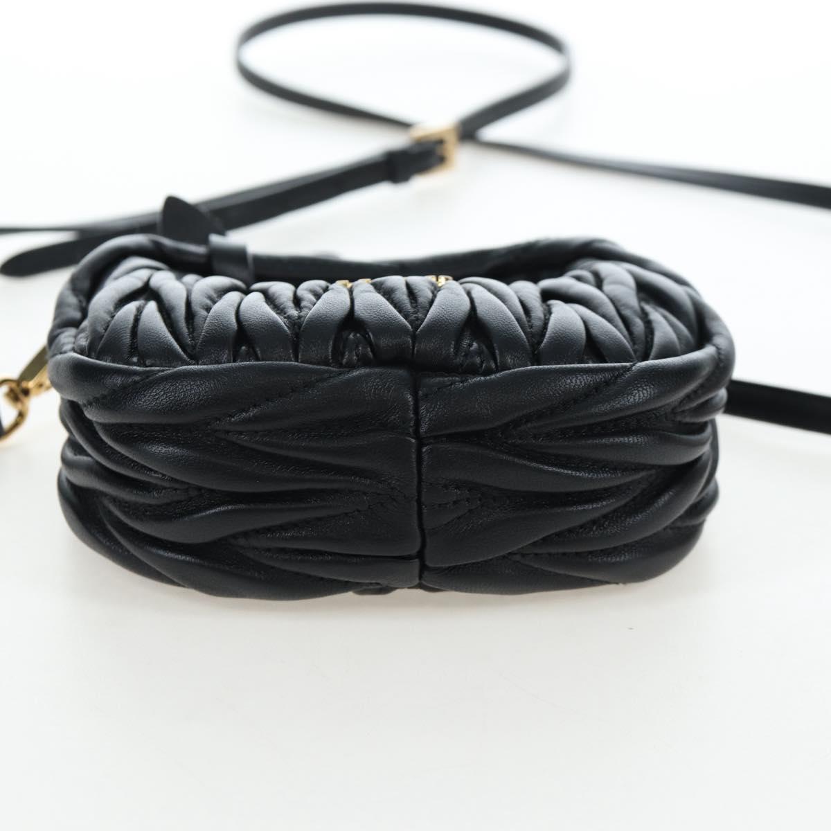 Miu Miu Matelasse Hobo Hand Bag Leather 2way Black Gold Tone Auth 167609SAM