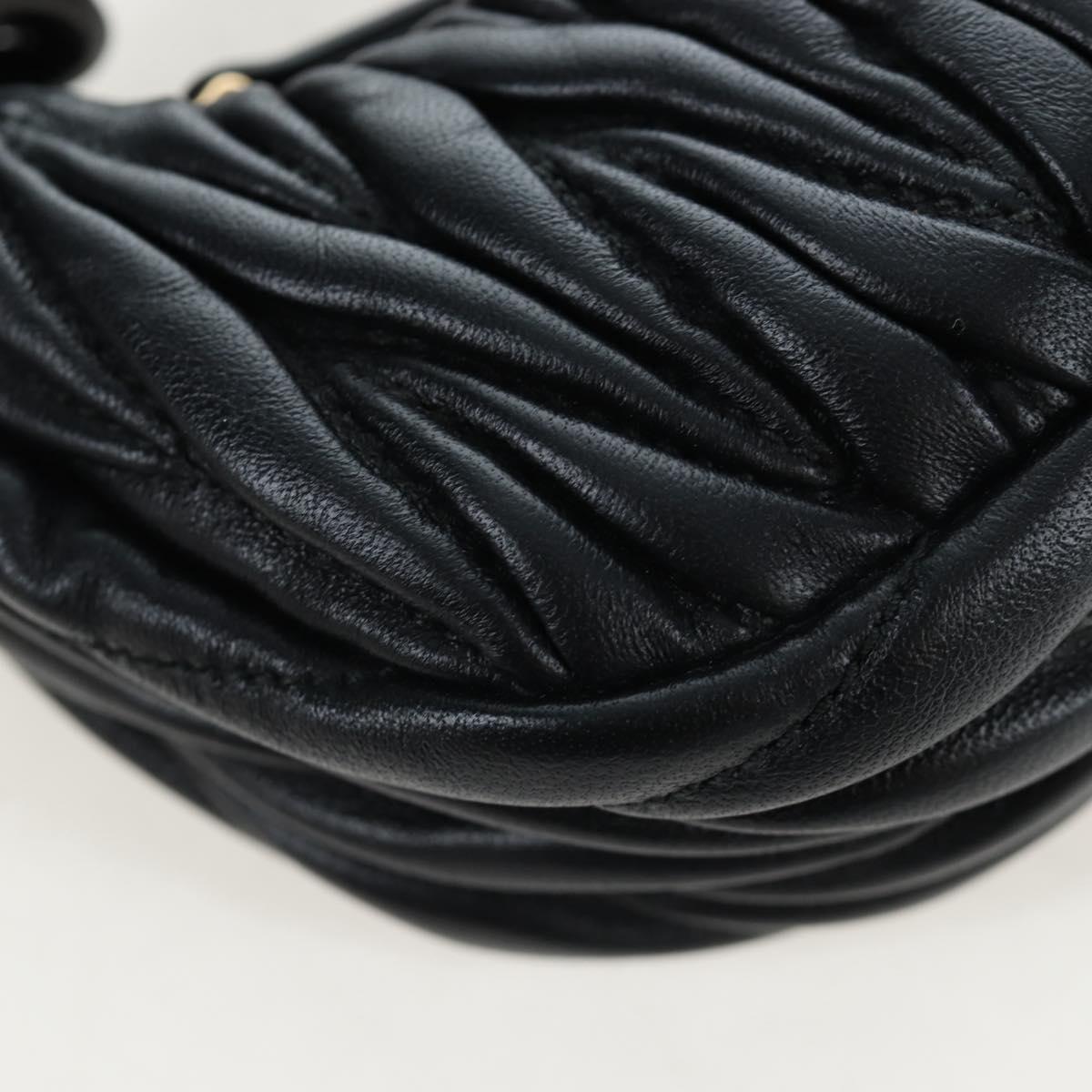 Miu Miu Matelasse Hobo Hand Bag Leather 2way Black Gold Tone Auth 167609SAM