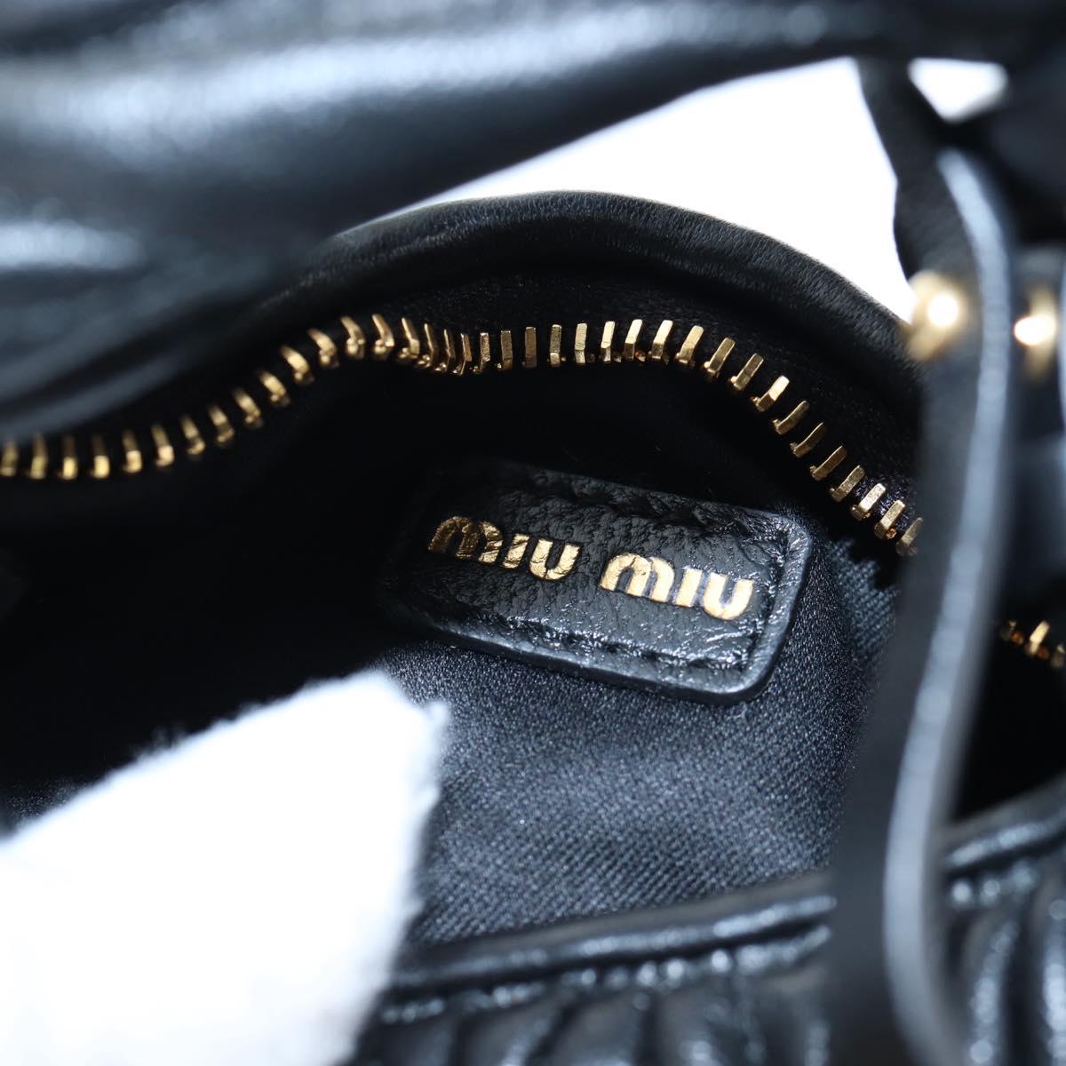 Miu Miu Matelasse Hobo Hand Bag Leather 2way Black Gold Tone Auth 167609SAM