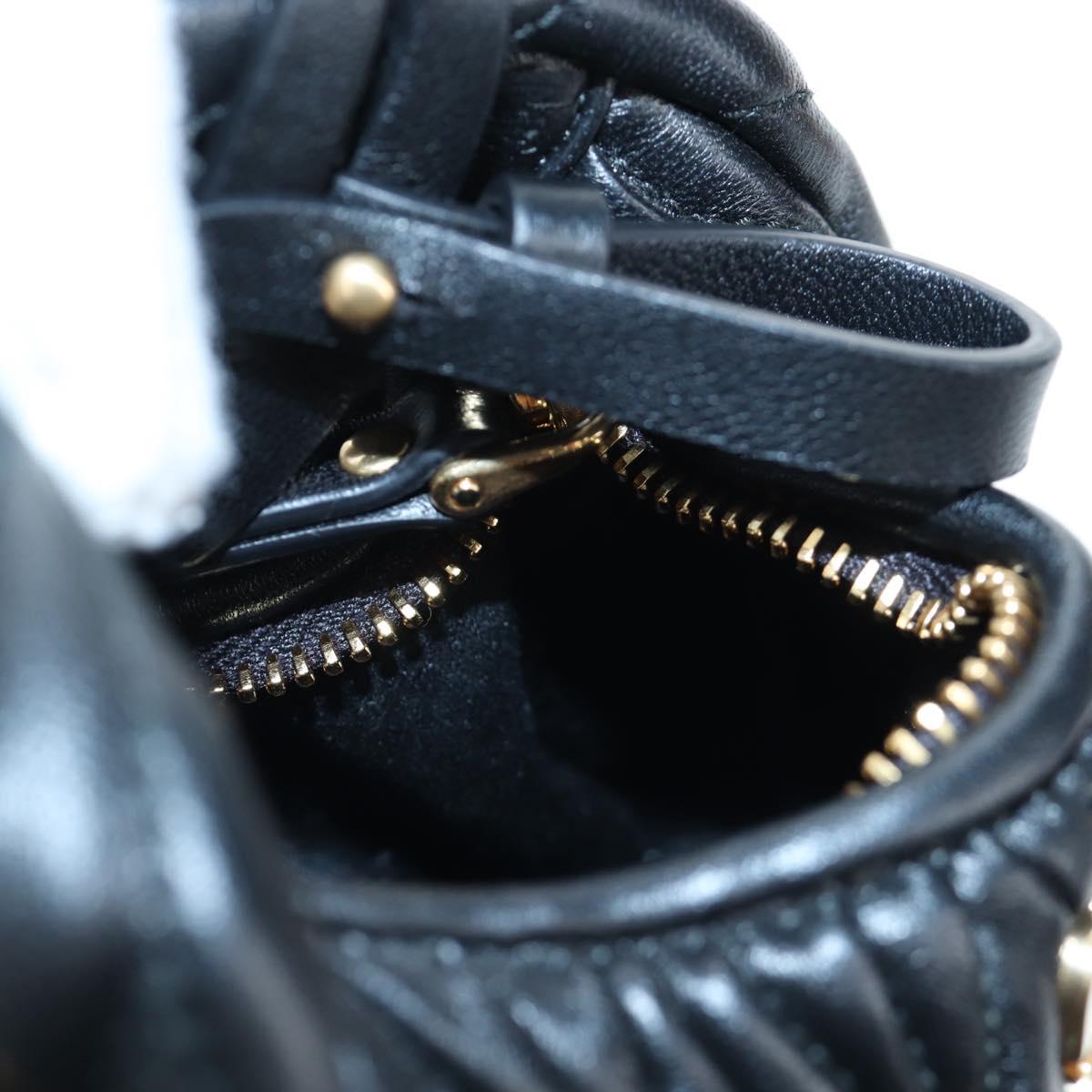 Miu Miu Matelasse Hobo Hand Bag Leather 2way Black Gold Tone Auth 167609SAM