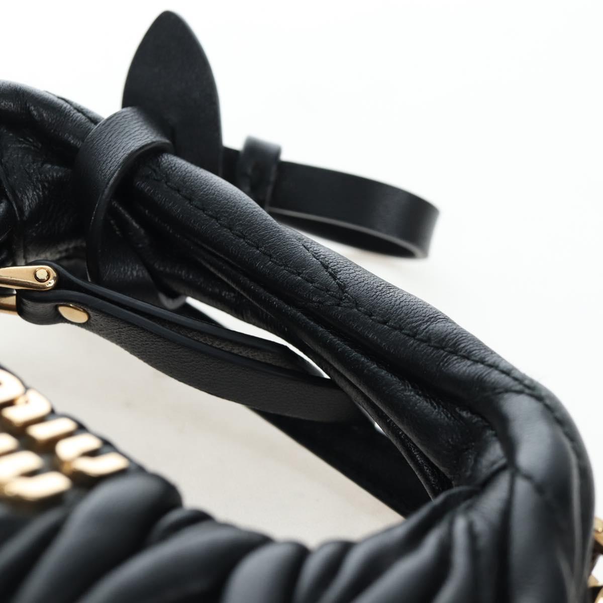 Miu Miu Matelasse Hobo Hand Bag Leather 2way Black Gold Tone Auth 167609SAM