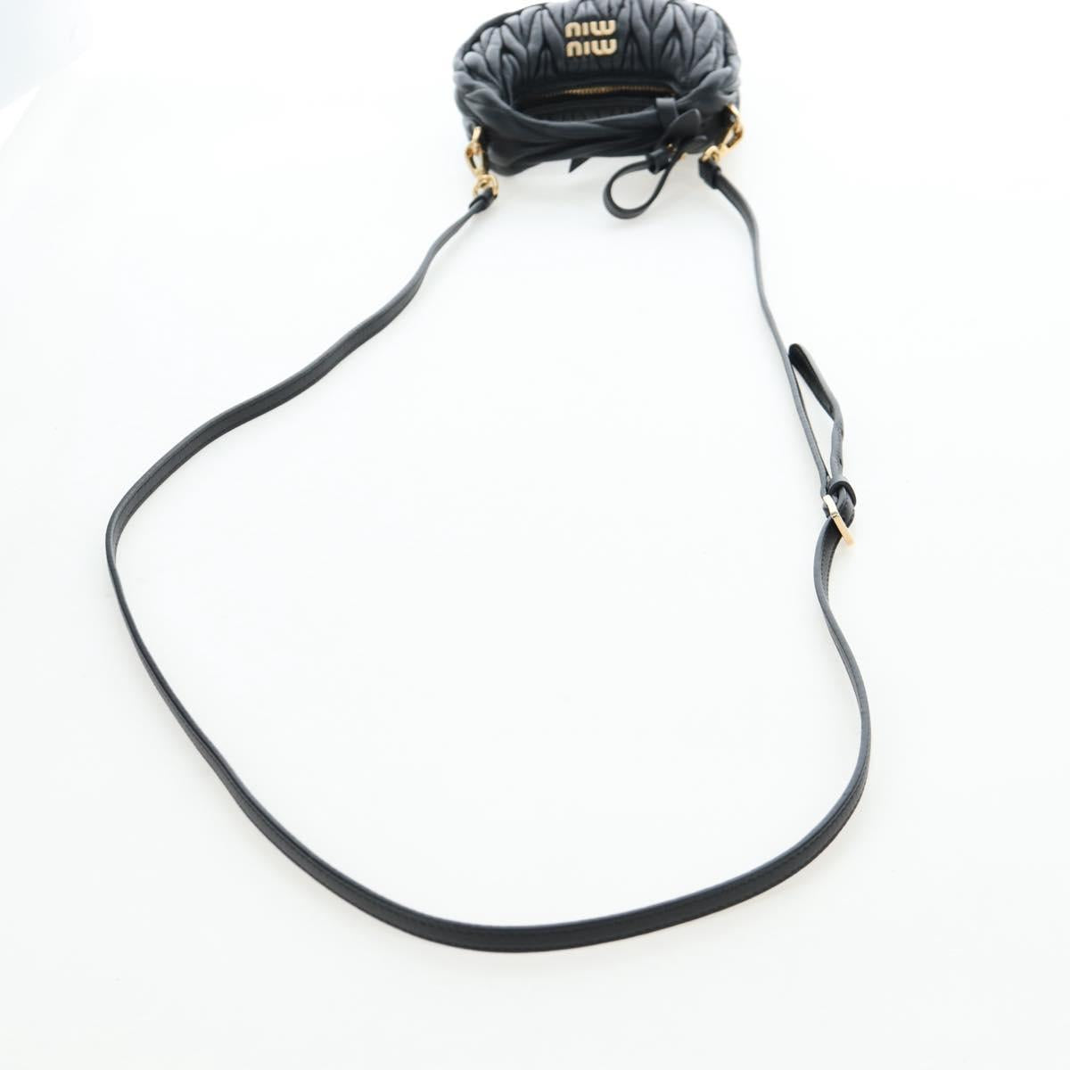 Miu Miu Matelasse Hobo Hand Bag Leather 2way Black Gold Tone Auth 167609SAM