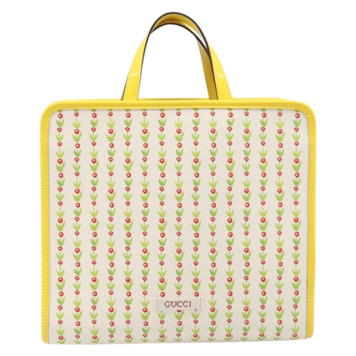 GUCCI Higuchi Yoko Tote Bag Cotton Yellow 605613 Auth 167610SAM