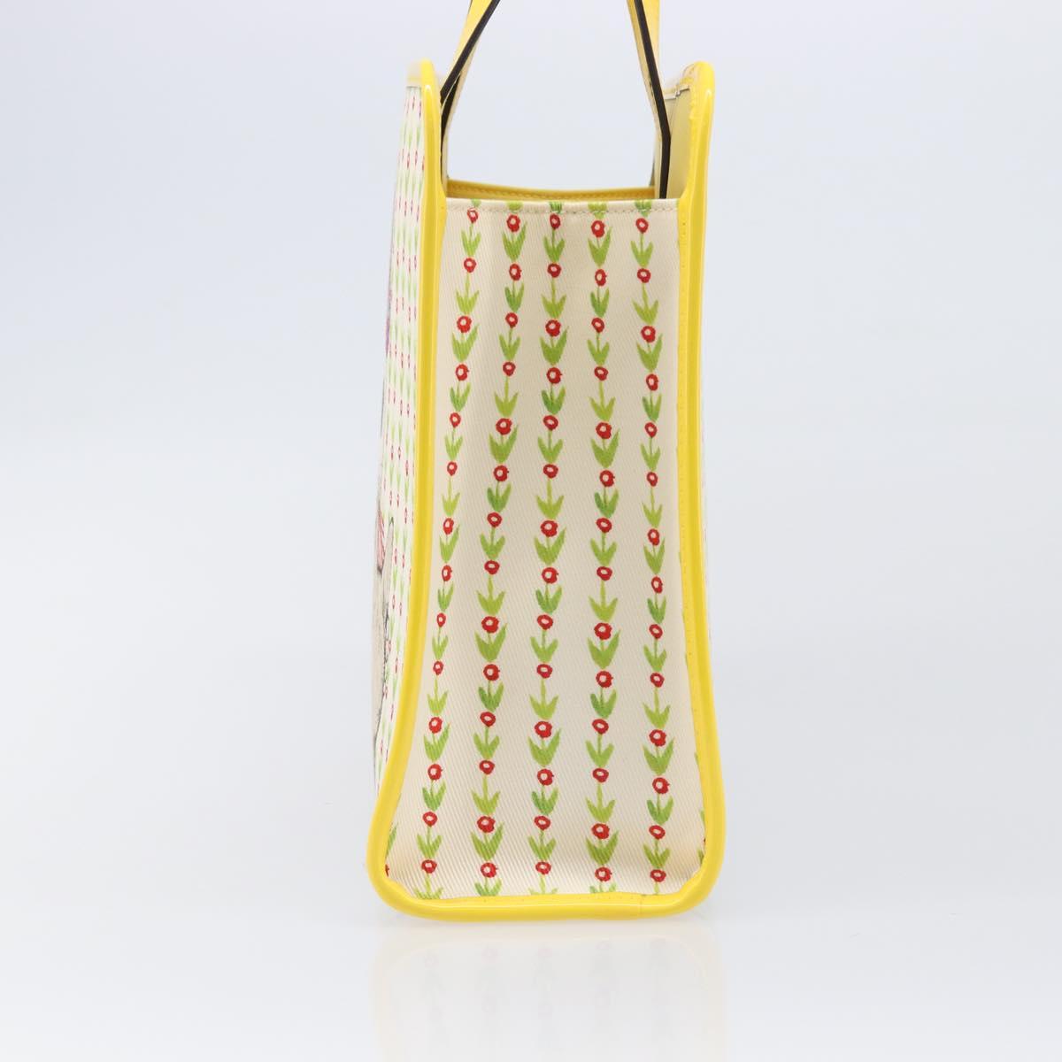 GUCCI Higuchi Yoko Tote Bag Cotton Yellow 605613 Auth 167610SAM