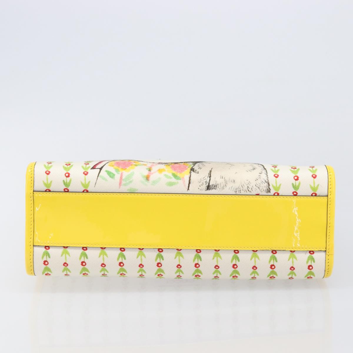 GUCCI Higuchi Yoko Tote Bag Cotton Yellow 605613 Auth 167610SAM