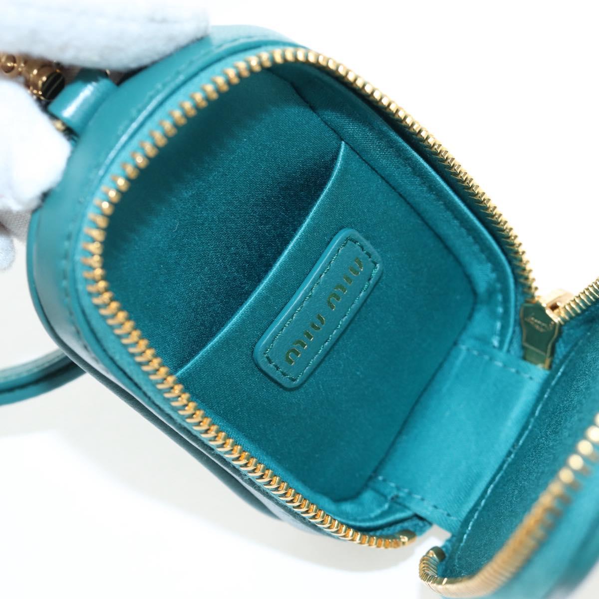 Miu Miu Matelasse Neck Mini Pouch Leather Green Gold Tone Auth 167613M