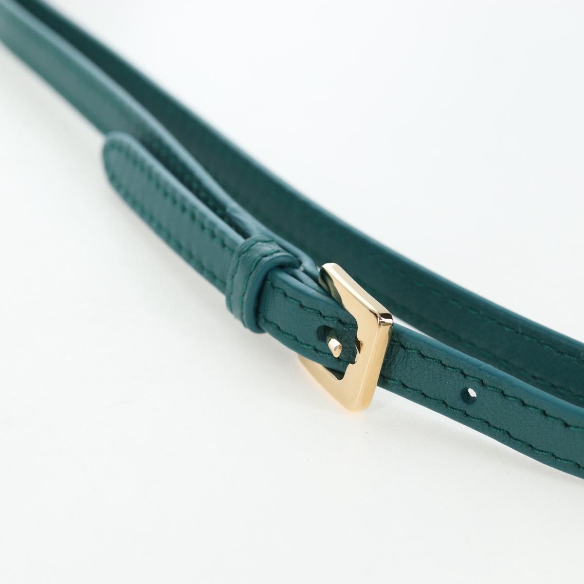 Miu Miu Matelasse Neck Mini Pouch Leather Green Gold Tone Auth 167613M