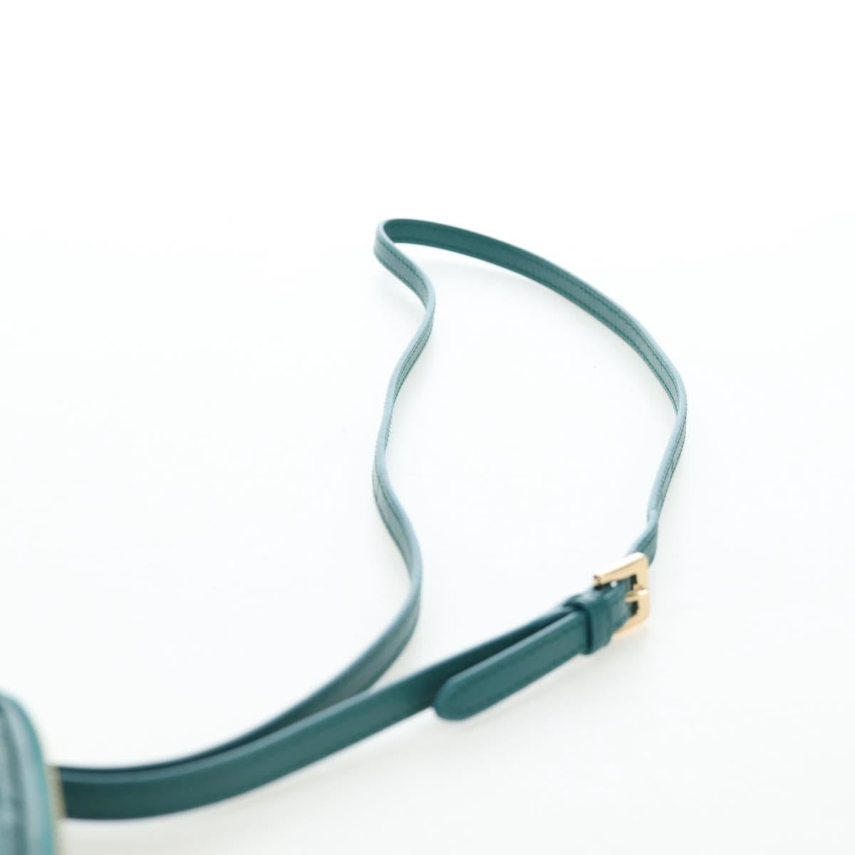 Miu Miu Matelasse Neck Mini Pouch Leather Green Gold Tone Auth 167613M