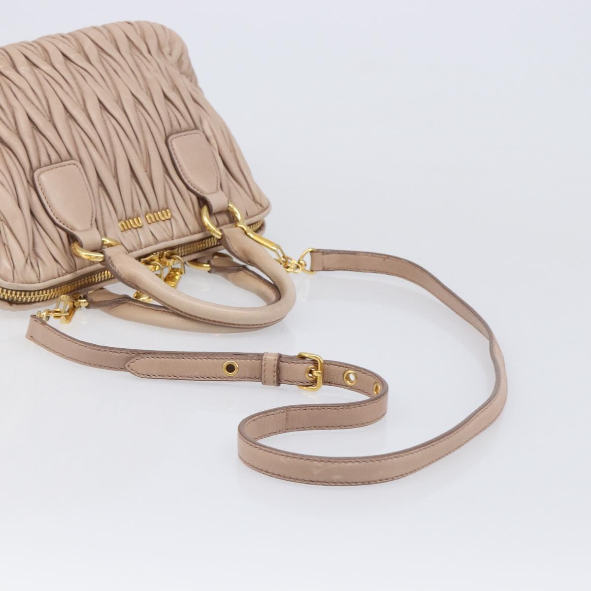 Miu Miu Matelasse Hand Bag Leather 2way Beige Gold Tone Auth 167614M