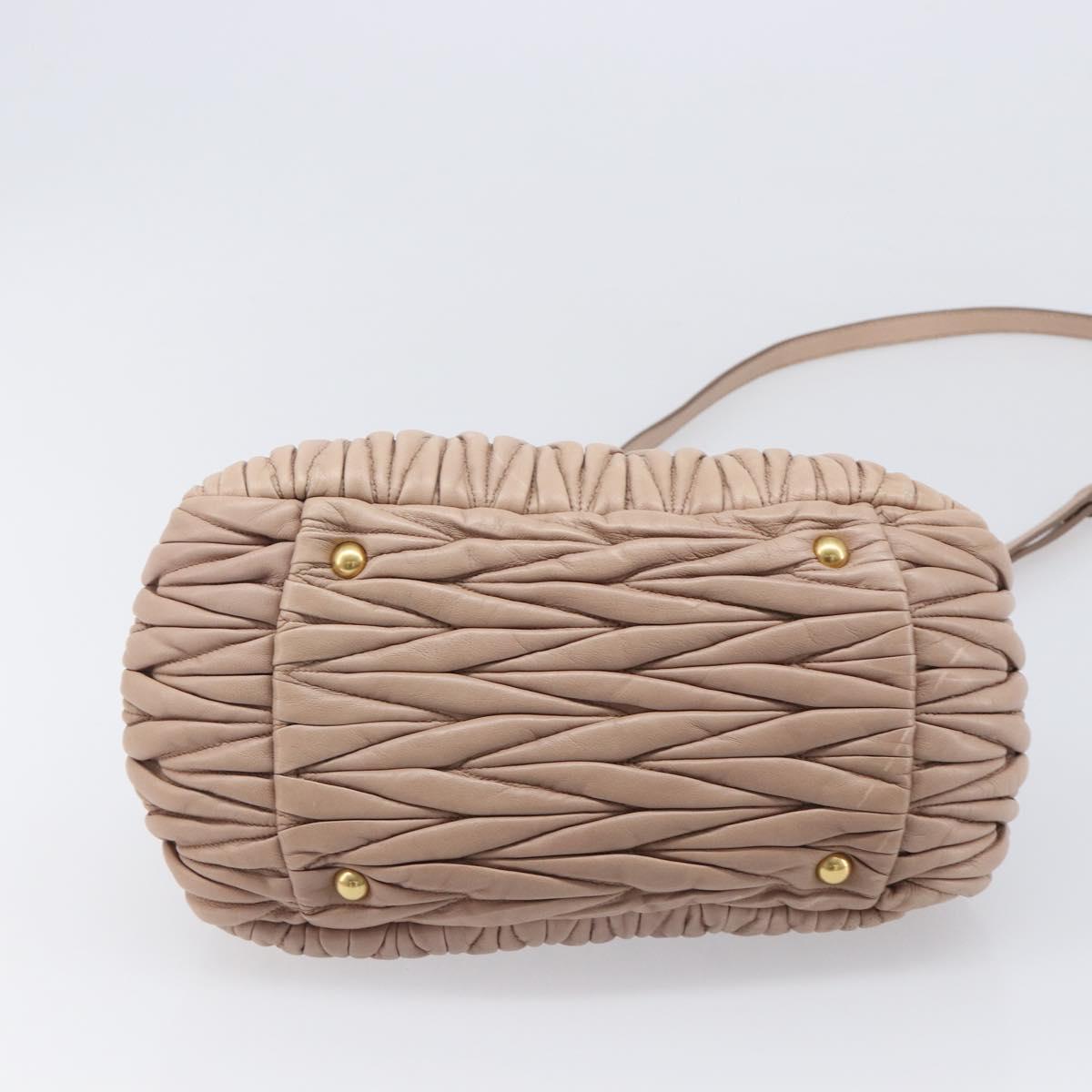 Miu Miu Matelasse Hand Bag Leather 2way Beige Gold Tone Auth 167614M