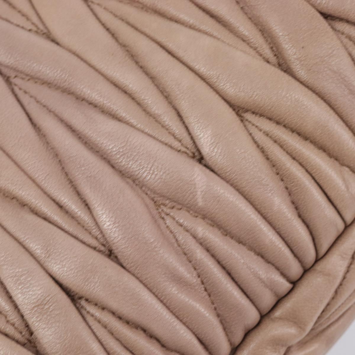 Miu Miu Matelasse Hand Bag Leather 2way Beige Gold Tone Auth 167614M