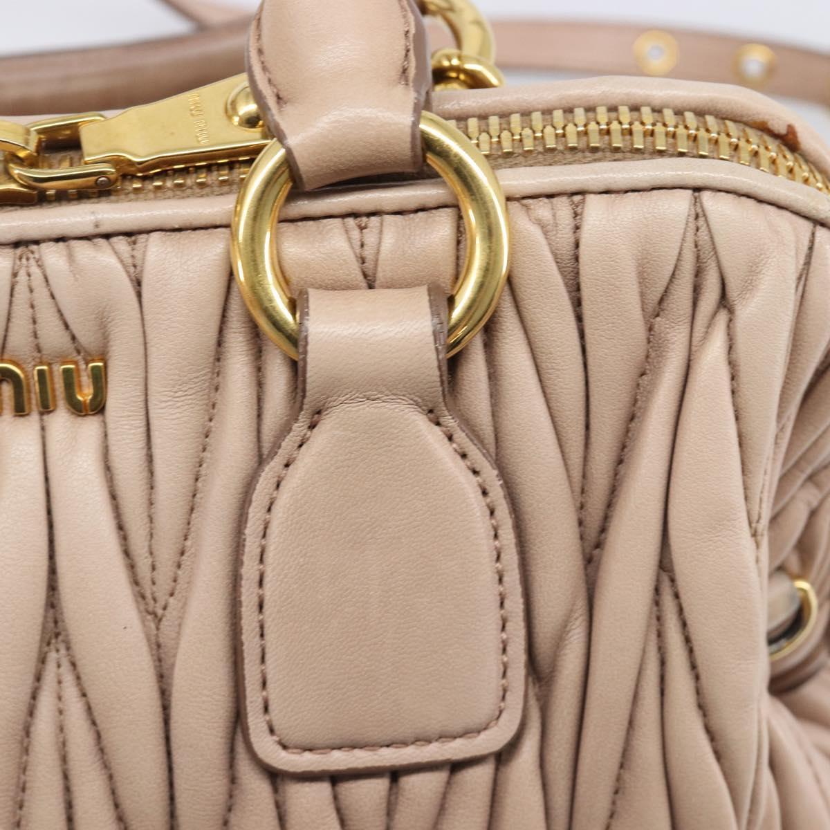 Miu Miu Matelasse Hand Bag Leather 2way Beige Gold Tone Auth 167614M