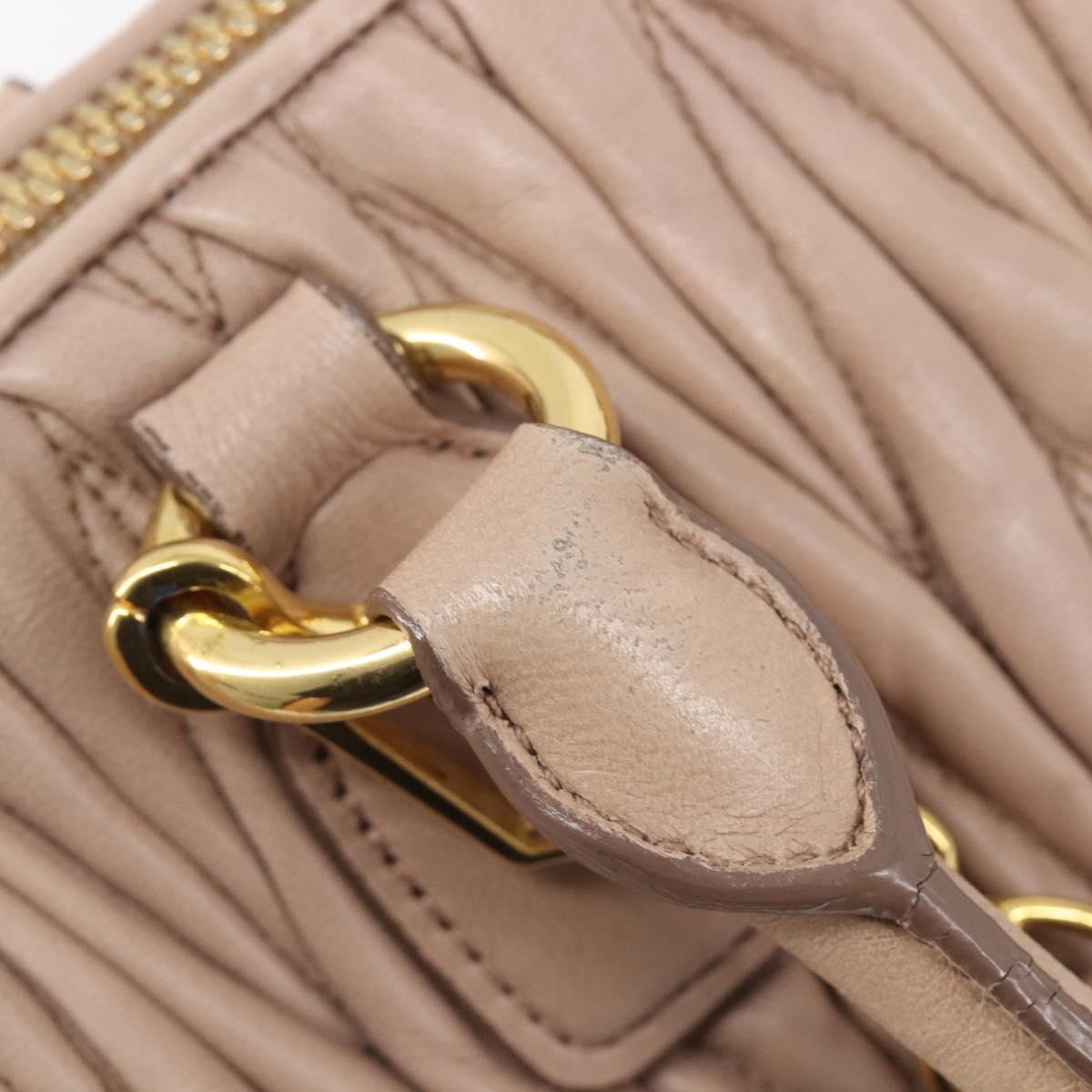 Miu Miu Matelasse Hand Bag Leather 2way Beige Gold Tone Auth 167614M