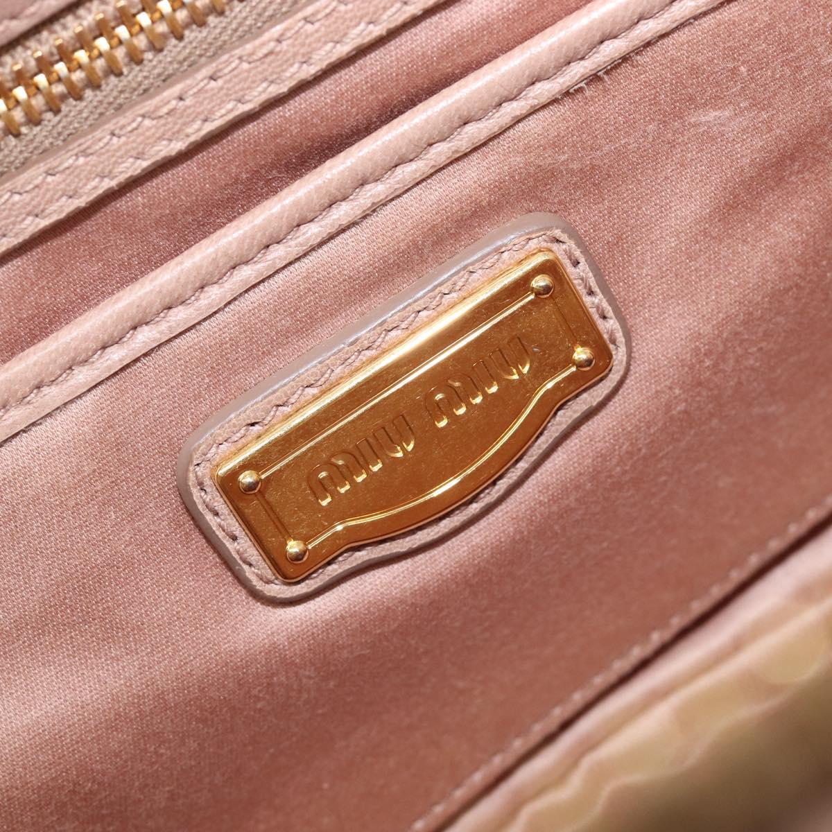 Miu Miu Matelasse Hand Bag Leather 2way Beige Gold Tone Auth 167614M