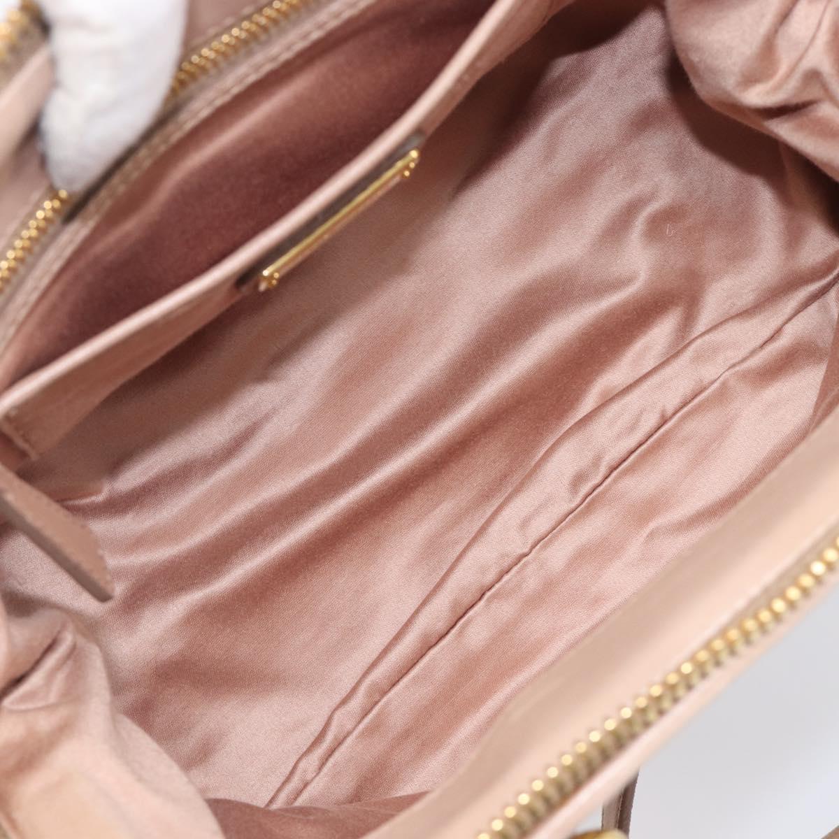 Miu Miu Matelasse Hand Bag Leather 2way Beige Gold Tone Auth 167614M