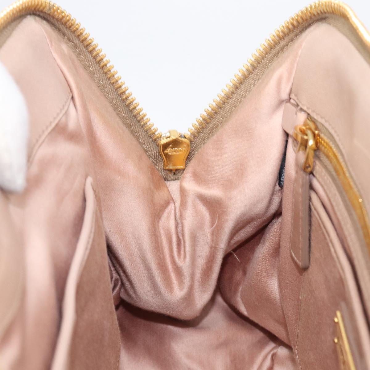 Miu Miu Matelasse Hand Bag Leather 2way Beige Gold Tone Auth 167614M