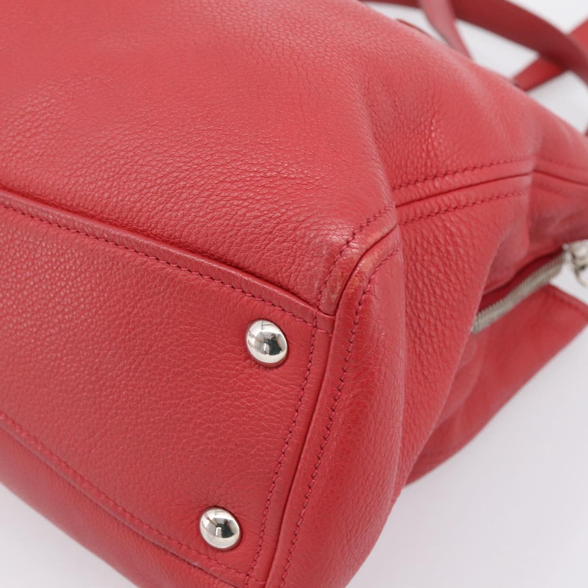 Miu Miu Hand Bag Leather 2way Red Silver Auth 167615M