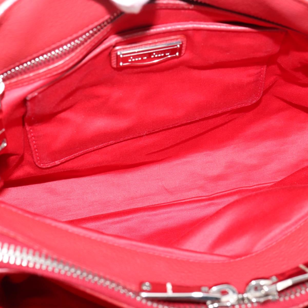 Miu Miu Hand Bag Leather 2way Red Silver Auth 167615M