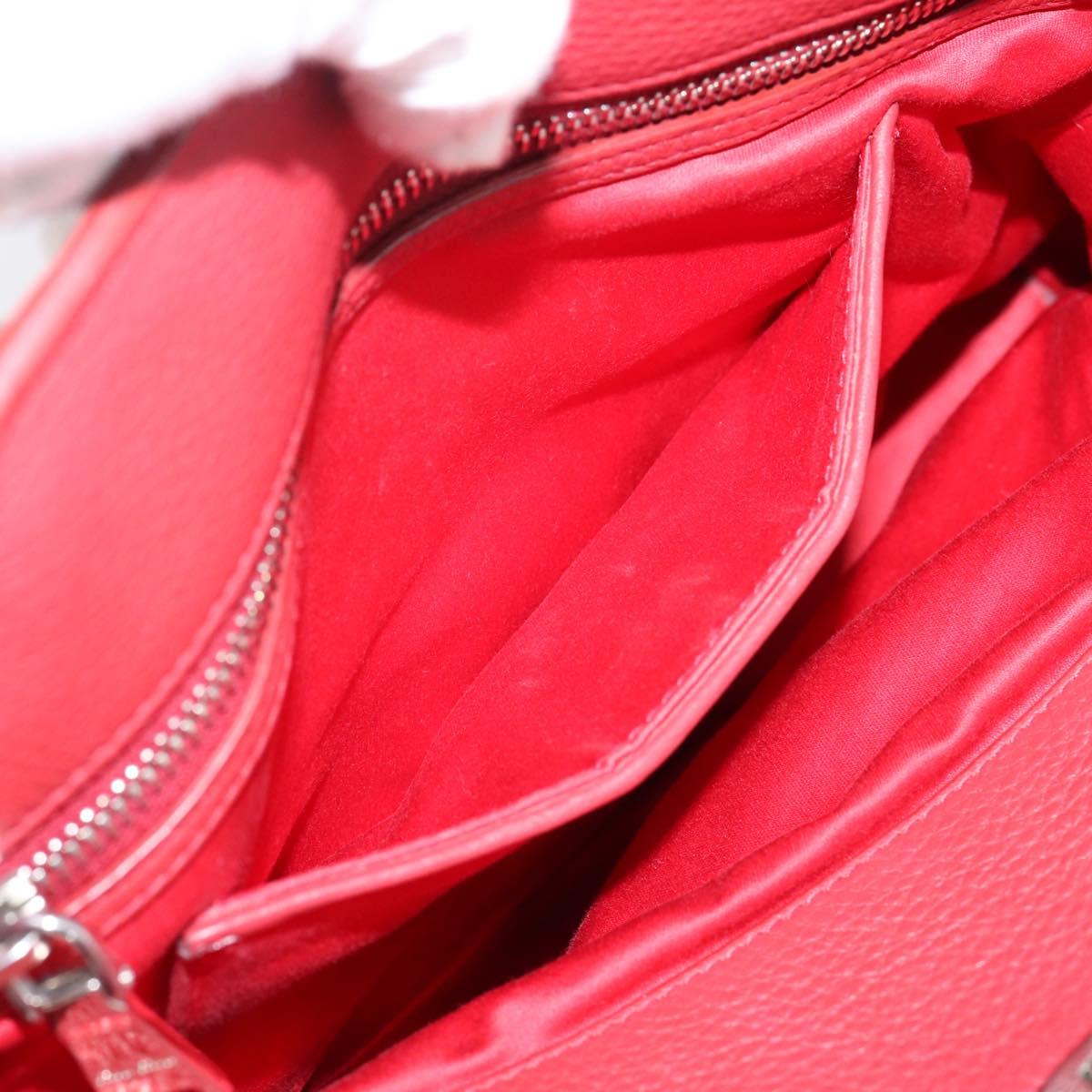Miu Miu Hand Bag Leather 2way Red Silver Auth 167615M