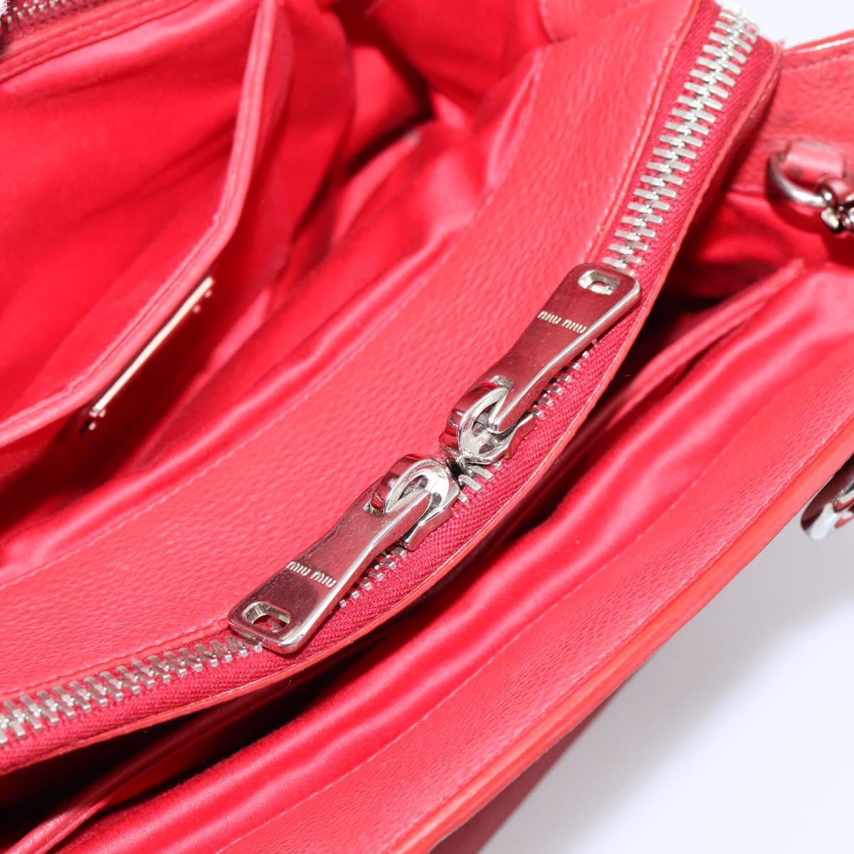Miu Miu Hand Bag Leather 2way Red Silver Auth 167615M